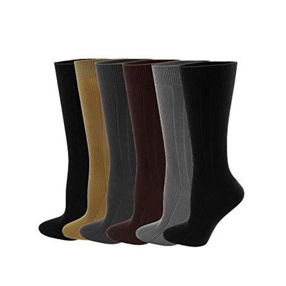 Mens 6 Pack Neutral Thin Dress Socks - Picture 4 of 6